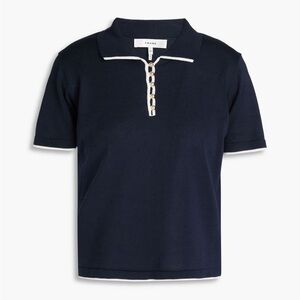 Frame Denim Navy Cotton Polo Top Size XS
